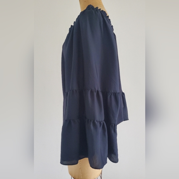 By Anthropologie "Gloria" Bell Sleeves Off Shoulder Top, size 1X, black - Picture 4 of 11